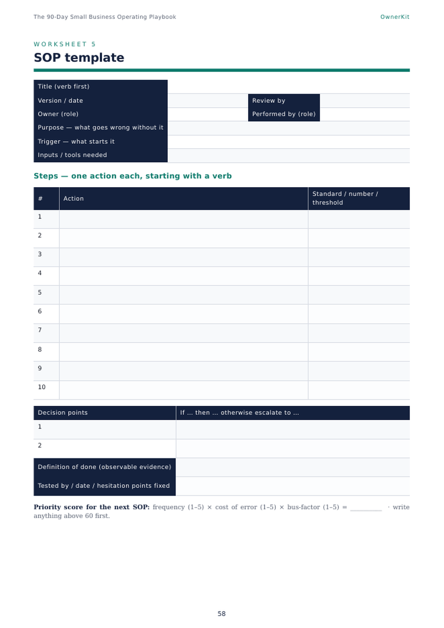 One of the twelve fill-in worksheets from the appendix